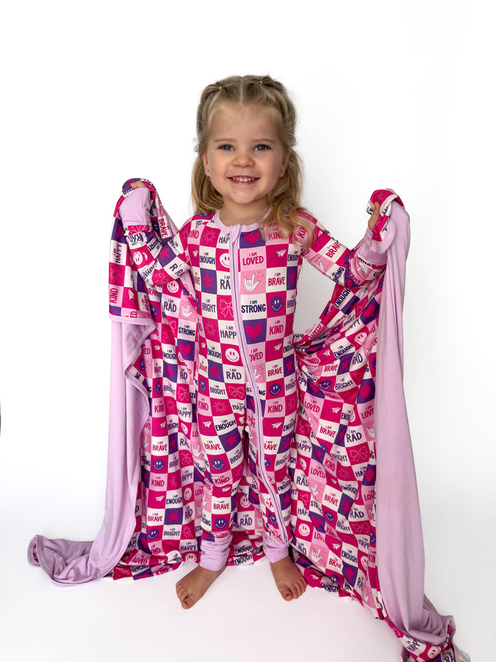 Dream Big Affirmation 50x50 blanket pink