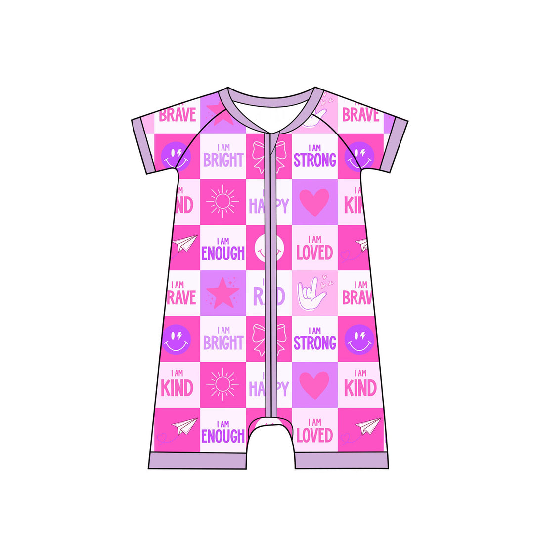 Dream Big Affirmation Pajamas (G)- Shorty Zippy Romper - PREORDER